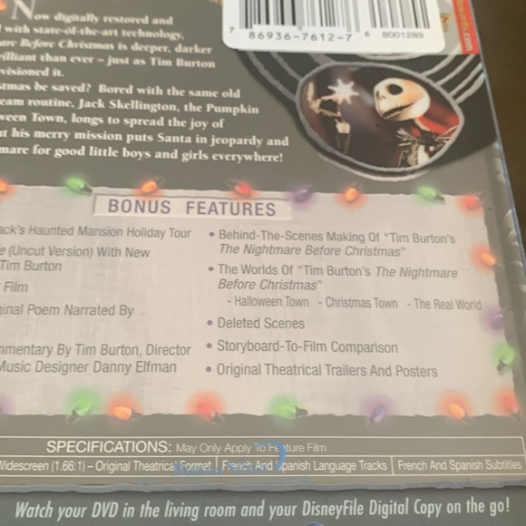 he Nightmare Before Christmas Disney DVD, 2-Disc Set Collectors Edition New - Picture 3 of 4